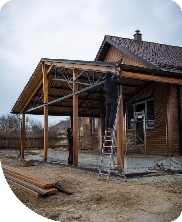 Пристройка навеса к дому и участку в Шебекине под ключ